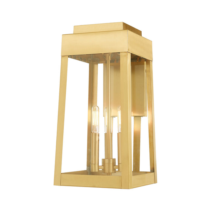 Livex Lighting 20855-12 Three Light Outdoor Wall Lantern, Satin Brass