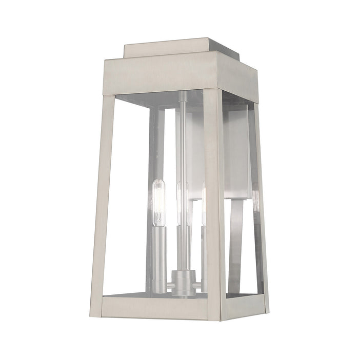 Livex Lighting 20855-91 Three Light Outdoor Wall Lantern, Brushed Nickel
