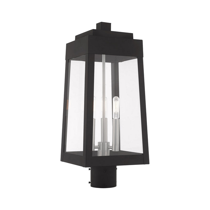 Livex Lighting 20856-04 Three Light Post-Top Lanterm, Black w/ Brushed Nickels
