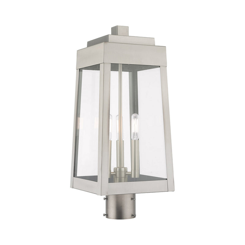 Livex Lighting 20856-91 Three Light Post-Top Lanterm, Brushed Nickel