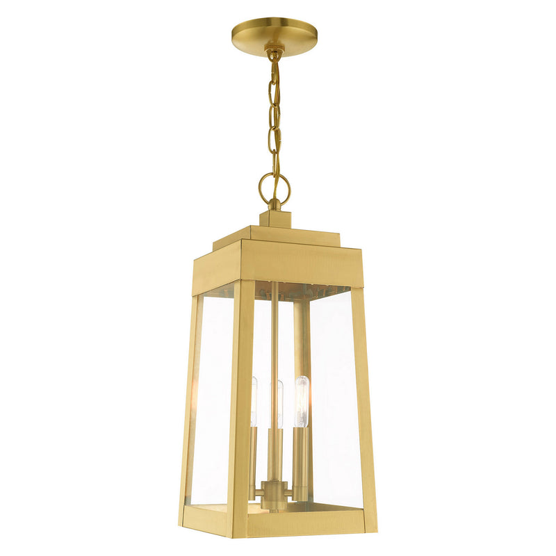 Livex Lighting 20857-12 Three Light Outdoor Pendant, Satin Brass