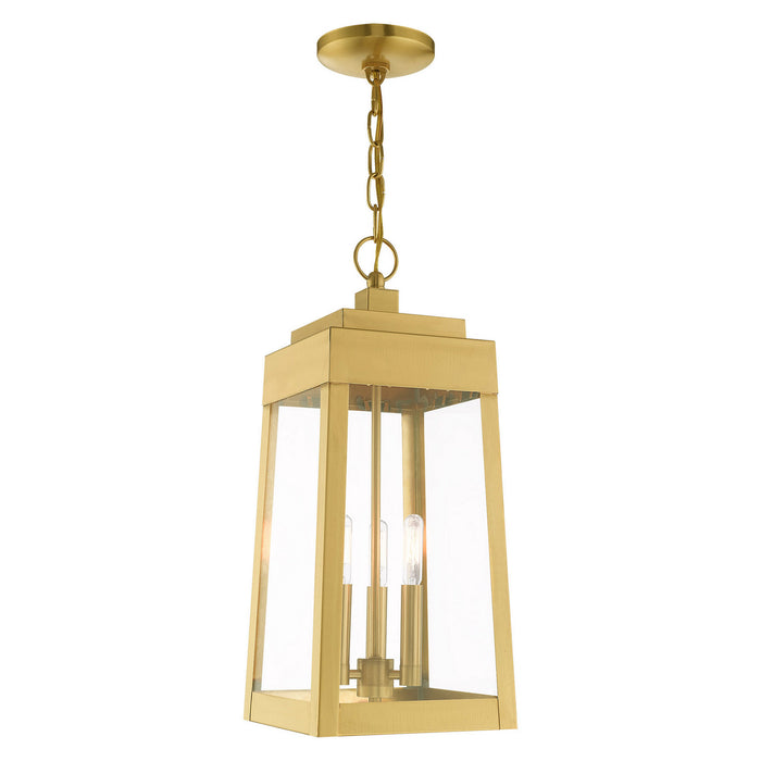 Livex Lighting 20857-12 Three Light Outdoor Pendant, Satin Brass