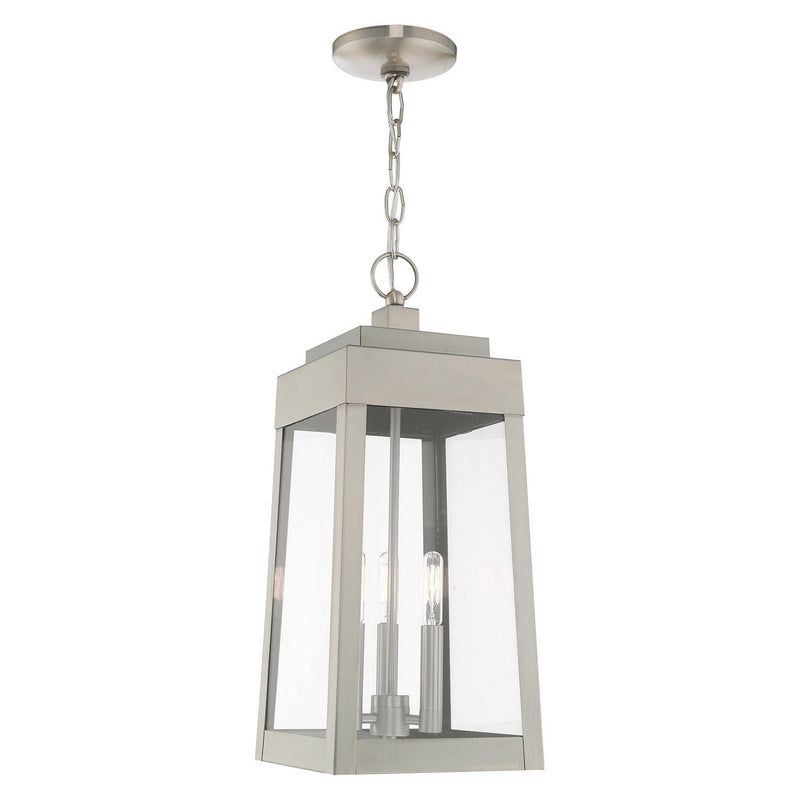 Livex Lighting 20857-91 Three Light Outdoor Pendant, Brushed Nickel
