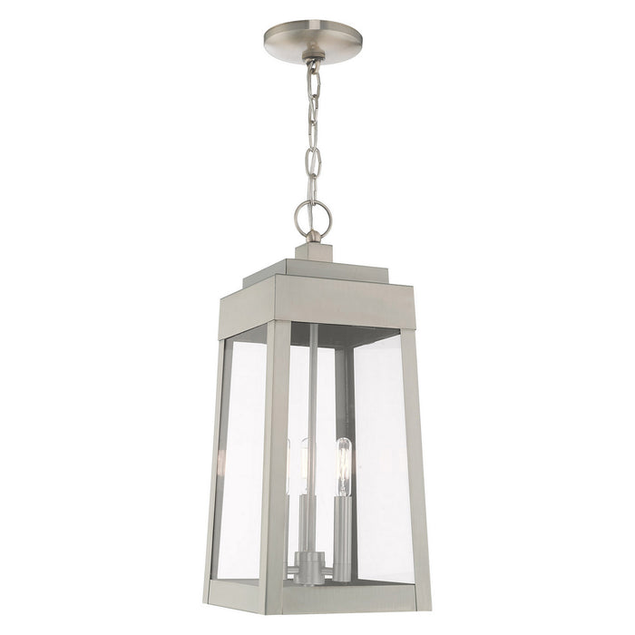 Livex Lighting 20857-91 Three Light Outdoor Pendant, Brushed Nickel