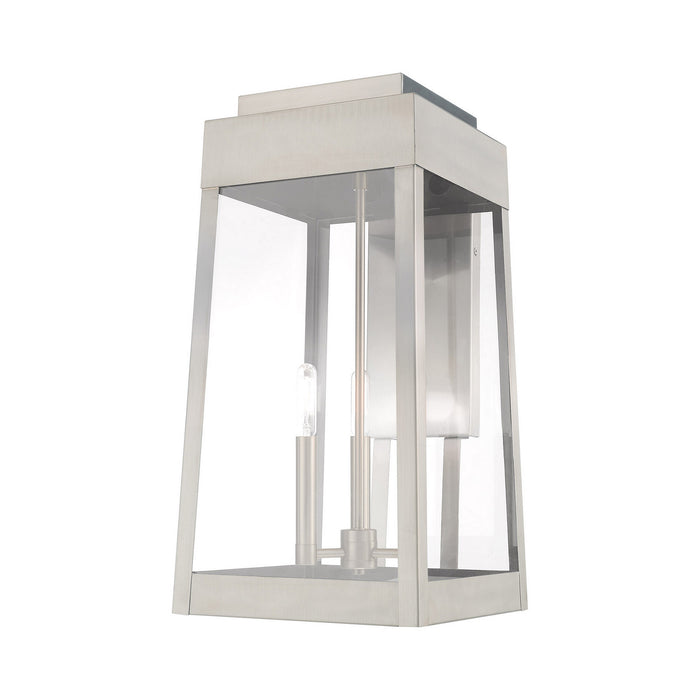 Livex Lighting 20858-91 Three Light Outdoor Wall Lantern, Brushed Nickel