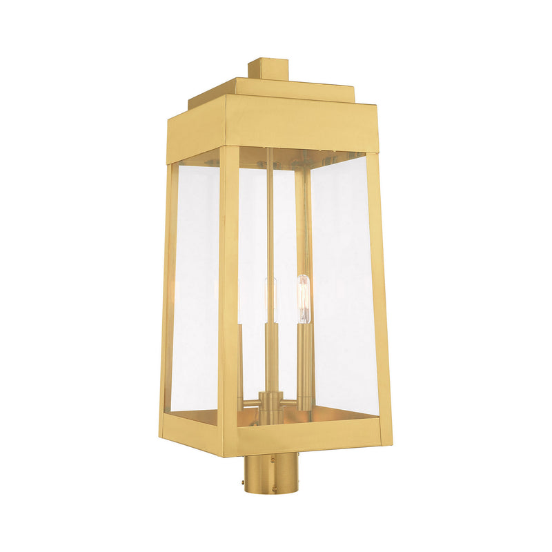 Livex Lighting 20859-12 Three Light Post-Top Lanterm, Satin Brass