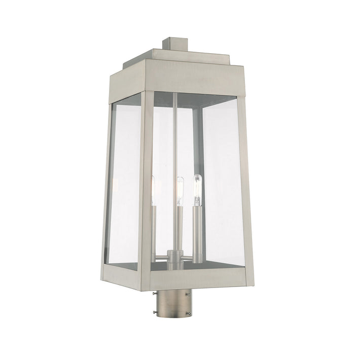 Livex Lighting 20859-91 Three Light Post-Top Lanterm, Brushed Nickel