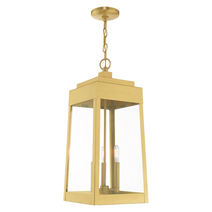 Livex Lighting 20860-12 Three Light Outdoor Pendant, Satin Brass