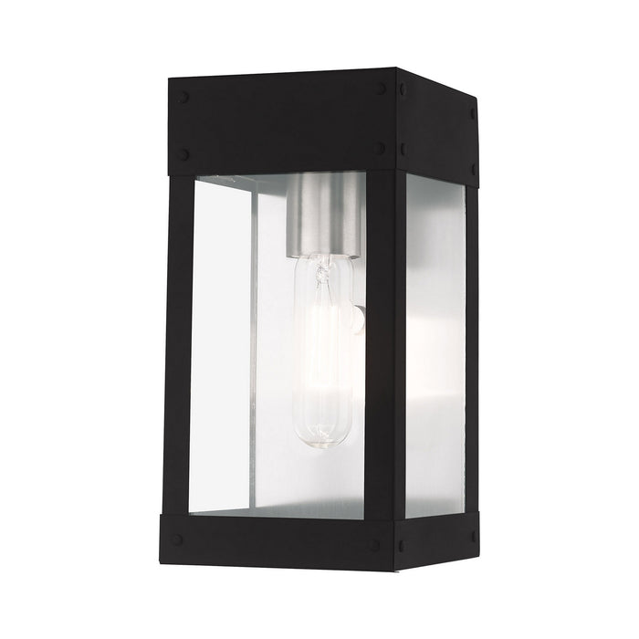Livex Lighting 20871-04 One Light Outdoor Wall Lantern, Black w/ Brushed Nickel w/ Brushed Nickel Stainless Steel