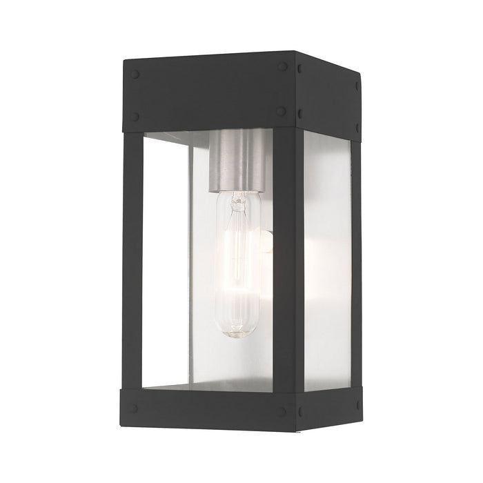Livex Lighting 20871-76 One Light Outdoor Wall Lantern, Scandinavian Gray w/ Brushed Nickel w/ Brushed Nickel Stainless Steel