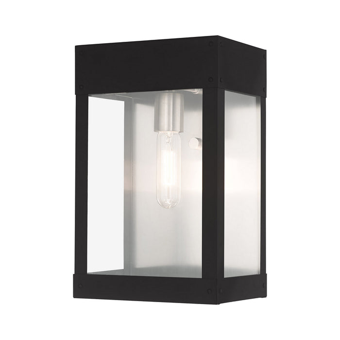 Livex Lighting 20872-04 One Light Outdoor Wall Lantern, Black w/ Brushed Nickel w/ Brushed Nickel Stainless Steel