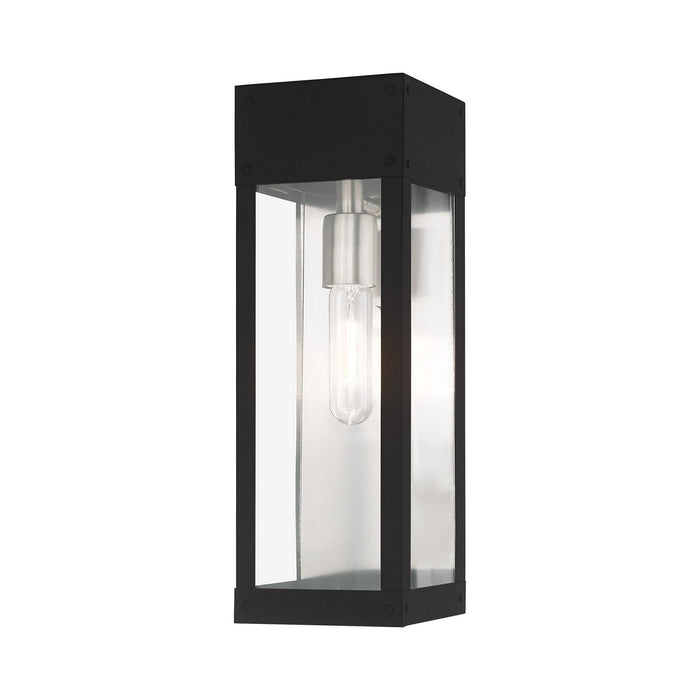 Livex Lighting 20873-04 One Light Outdoor Wall Lantern, Black w/ Brushed Nickel w/ Brushed Nickel Stainless Steel