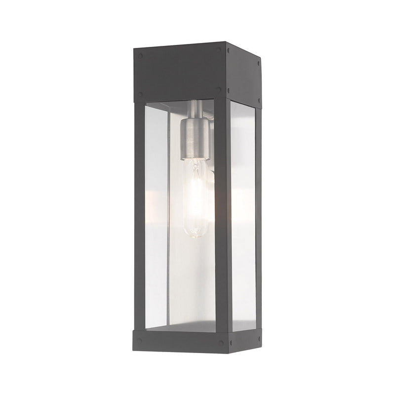 Livex Lighting 20873-76 One Light Outdoor Wall Lantern, Scandinavian Gray w/ Brushed Nickel w/ Brushed Nickel Stainless Steel
