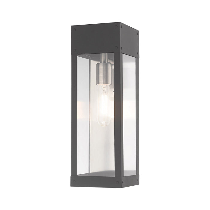 Livex Lighting 20873-76 One Light Outdoor Wall Lantern, Scandinavian Gray w/ Brushed Nickel w/ Brushed Nickel Stainless Steel