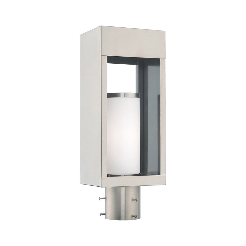 Livex Lighting 20984-91 One Light Outdoor Post-Top Lanterm, Brushed Nickel