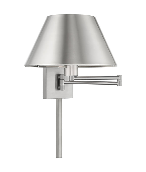 Livex Lighting 40030-91 One Light Swing Arm Wall Lamp, Brushed Nickel
