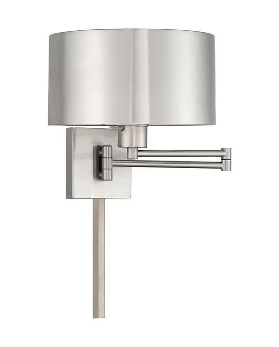 Livex Lighting 40034-91 One Light Swing Arm Wall Lamp, Brushed Nickel
