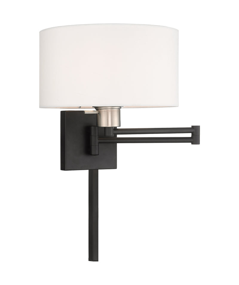 Livex Lighting 40036-04 One Light Swing Arm Wall Lamp, Black w/ Brushed Nickel