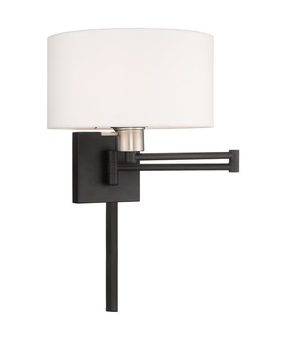 Livex Lighting 40036-04 One Light Swing Arm Wall Lamp, Black w/ Brushed Nickel