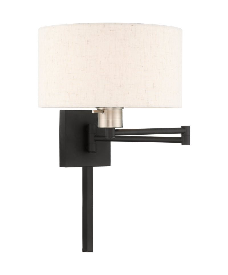 Livex Lighting 40037-04 One Light Swing Arm Wall Lamp, Black w/ Brushed Nickel