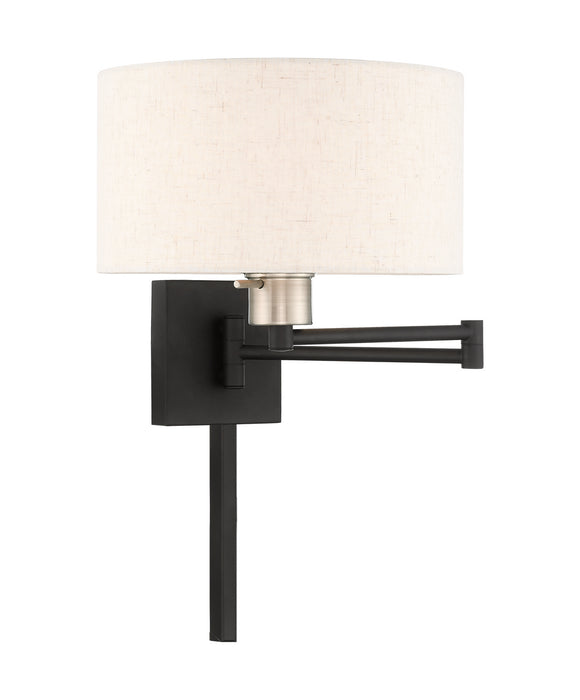 Livex Lighting 40037-04 One Light Swing Arm Wall Lamp, Black w/ Brushed Nickel