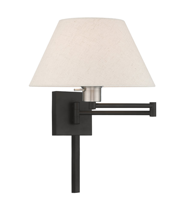 Livex Lighting 40038-04 One Light Swing Arm Wall Lamp, Black w/ Brushed Nickel