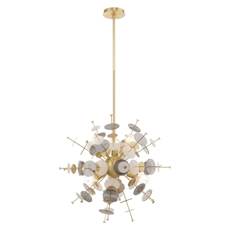 Livex Lighting 40074-12 Six Light Pendant, Satin Brass
