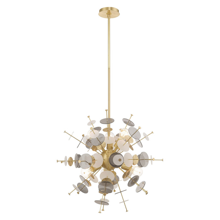 Livex Lighting 40074-12 Six Light Pendant, Satin Brass