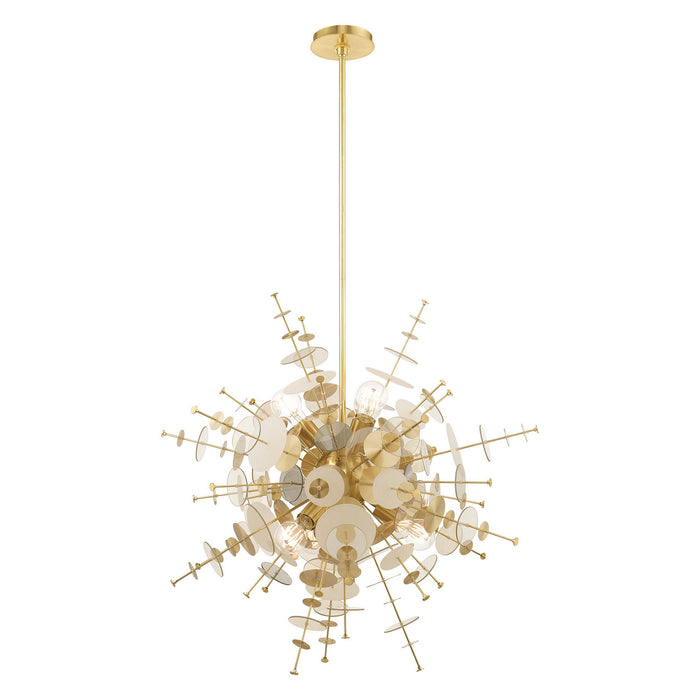 Livex Lighting 40076-12 Six Light Pendant, Satin Brass