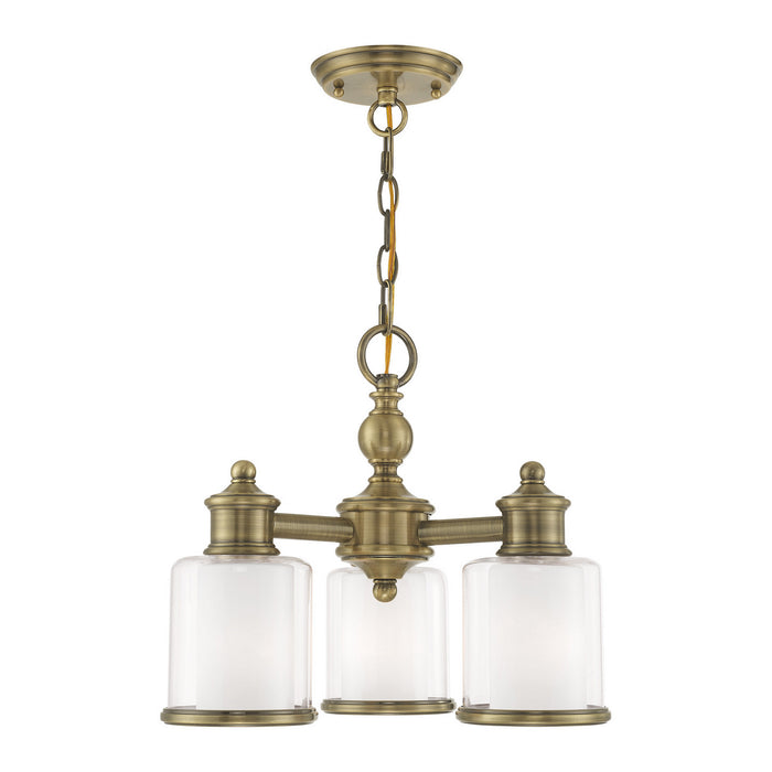 Livex Lighting 40203-01 Three Light Mini Chandelier/Ceiling Mount, Antique Brass