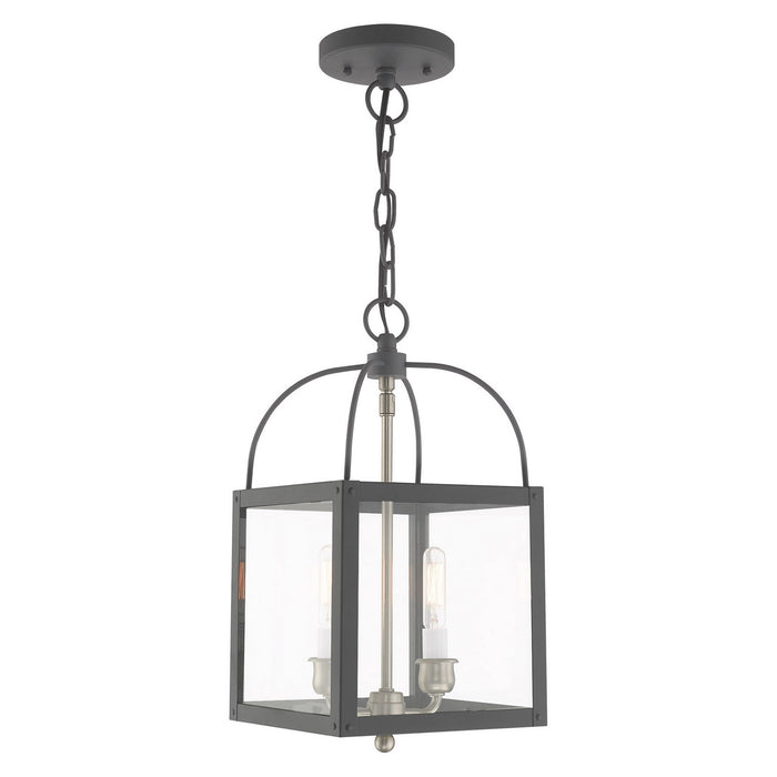 Livex Lighting 4041-76 Two Light Mini Pendant/Ceiling Mount, Scandinavian Gray w/ Brushed Nickel Cluster