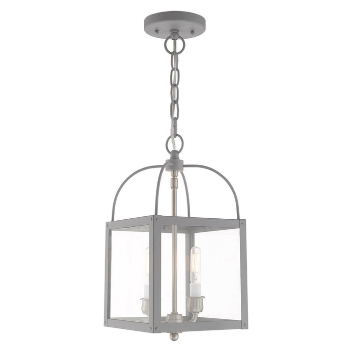 Livex Lighting 4041-80 Two Light Mini Pendant/Ceiling Mount, Nordic Gray w/ Brushed Nickel Cluster
