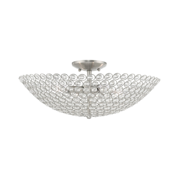 Livex Lighting 40447-91 Four Light Ceiling Mount, Brushed Nickel