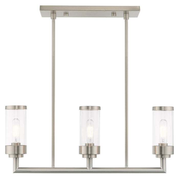 Livex Lighting 40473-91 Three Light Linear Chandelier, Brushed Nickel