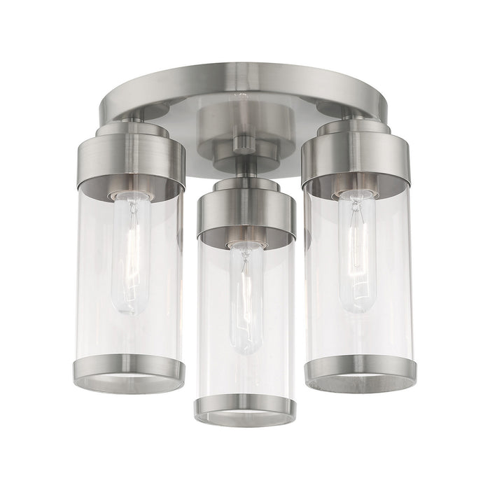 Livex Lighting 40474-91 Three Light Ceiling Mount, Brushed Nickel