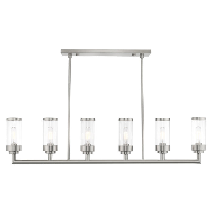 Livex Lighting 40476-91 Six Light Linear Chandelier, Brushed Nickel