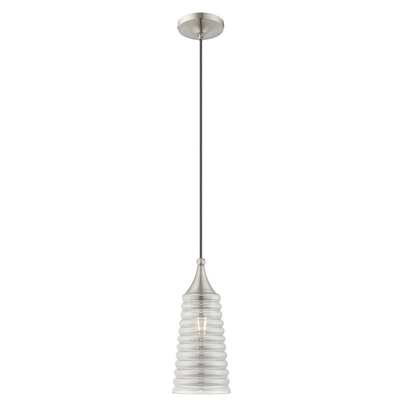 Livex Lighting 40647-91 One Light Mini Pendant, Brushed Nickel