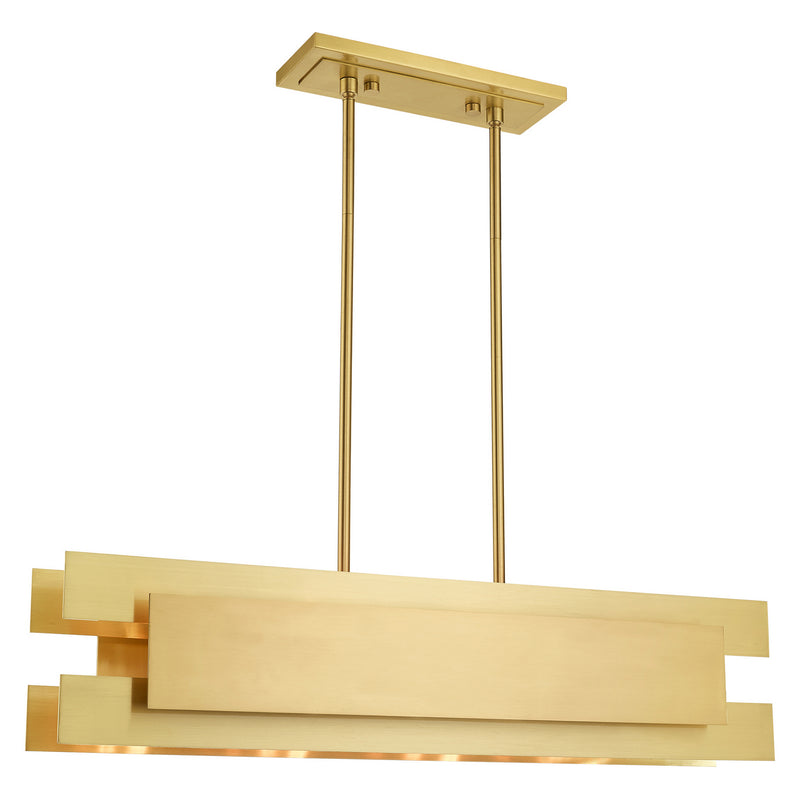 Livex Lighting 40694-12 Four Light Linear Chandelier, Satin Brass