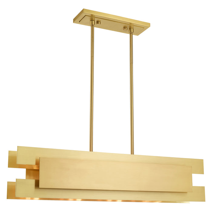 Livex Lighting 40694-12 Four Light Linear Chandelier, Satin Brass