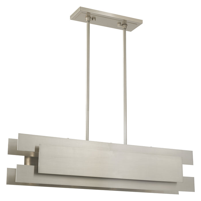 Livex Lighting 40694-91 Four Light Linear Chandelier, Brushed Nickel