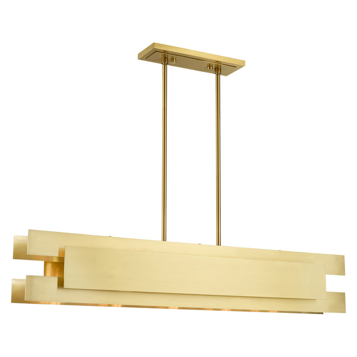 Livex Lighting 40695-12 Five Light Linear Chandelier, Satin Brass