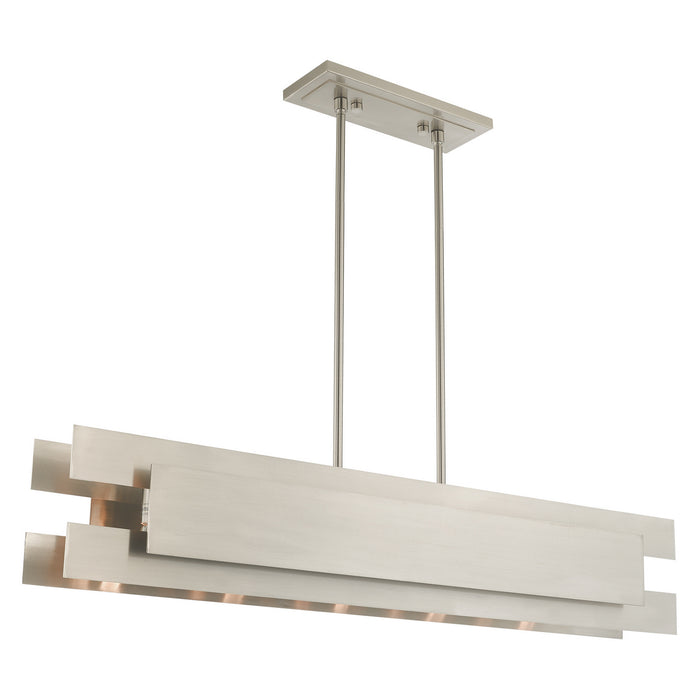 Livex Lighting 40695-91 Five Light Linear Chandelier, Brushed Nickel