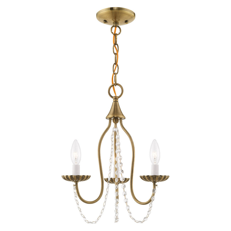 Livex Lighting 40793-01 Three Light Mini Chandelier, Antique Brass