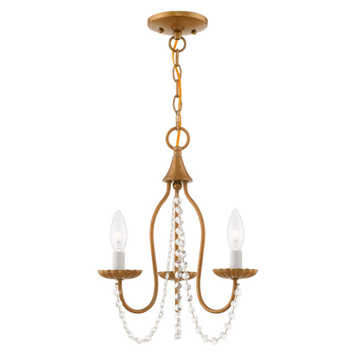 Livex Lighting 40793-48 Three Light Mini Chandelier, Antique Gold Leaf