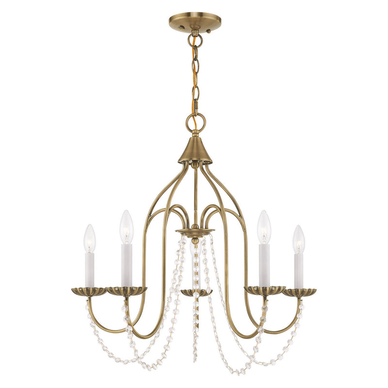 Livex Lighting 40795-01 Five Light Chandelier, Antique Brass