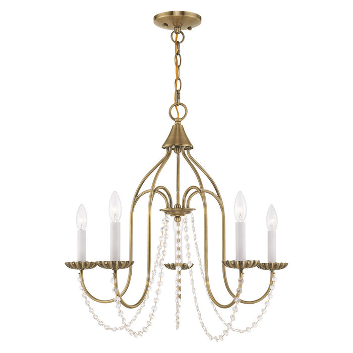 Livex Lighting 40795-01 Five Light Chandelier, Antique Brass