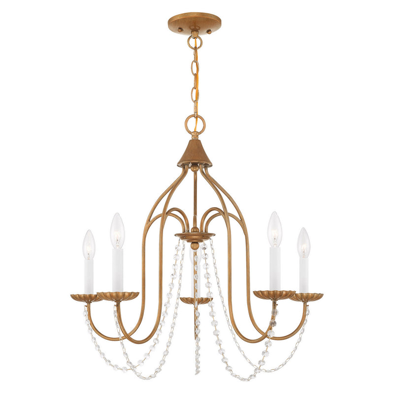 Livex Lighting 40795-48 Five Light Chandelier, Antique Gold Leaf