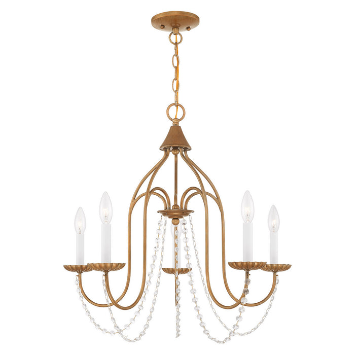 Livex Lighting 40795-48 Five Light Chandelier, Antique Gold Leaf