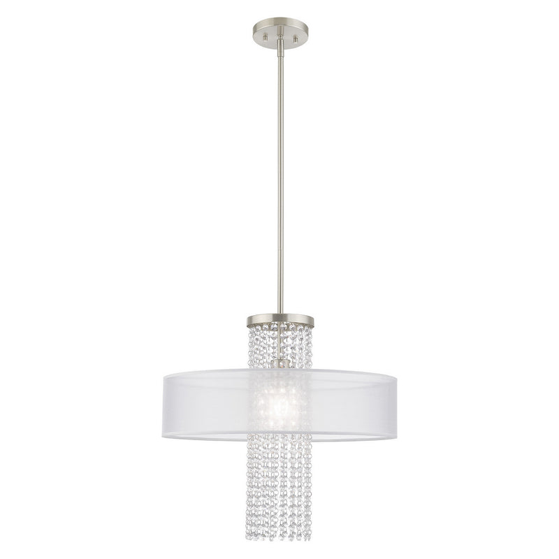 Livex Lighting 41121-91 One Light Pendant, Brushed Nickel