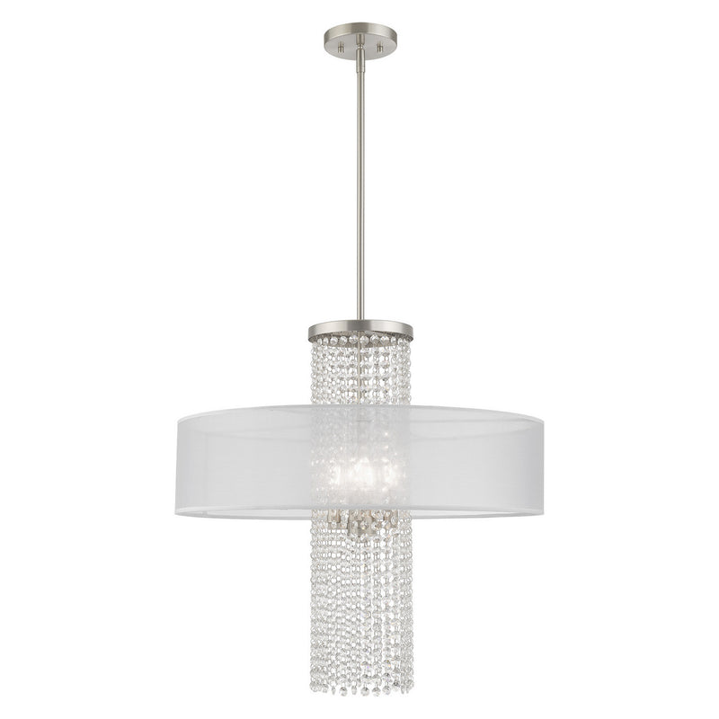 Livex Lighting 41122-91 Four Light Pendant, Brushed Nickel